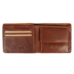Компактний чоловічий гаманець з гладкої шкіри ASHWOOD 1882 CHESTNUT