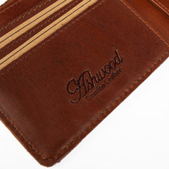 Компактний чоловічий гаманець з гладкої шкіри ASHWOOD 1882 CHESTNUT