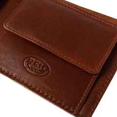 Компактний чоловічий гаманець з гладкої шкіри ASHWOOD 1882 CHESTNUT