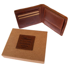 Компактний чоловічий гаманець з гладкої шкіри ASHWOOD 1882 CHESTNUT