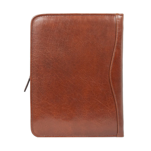 Шкіряна папка Ashwood A4 ZIP CHESTNUT (каштановий)