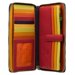 Женский черный кошелек-клатч с вышитыми цветами DS85 Rhode (Black Pace)