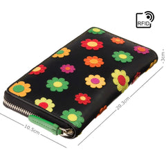 Женский черный кошелек-клатч с вышитыми цветами DS85 Rhode (Black Pace)