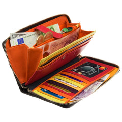 Женский черный кошелек-клатч с вышитыми цветами DS85 Rhode (Black Pace)