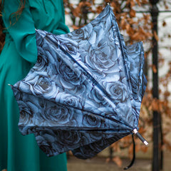 Зонт-трость женский Fulton Diamond L850-040140 Princess - Navy Rose (Синяя роза)