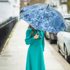 Зонт-трость женский Fulton Diamond L850-040140 Princess - Navy Rose (Синяя роза)