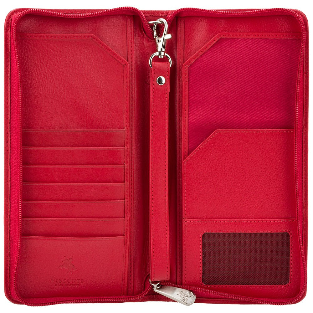 Красный кошелек для путешествий (тревелер) Visconti 1157 Polo (Red) -  Visconti