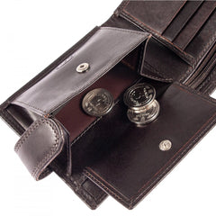 Темно-коричневый мужской кошелек из гладкой кожи ASHWOOD 1222 VT BRN