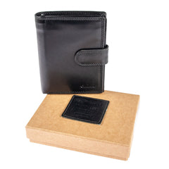 Черный мужской кошелек из гладкой кожи ASHWOOD 1246 VT BLACK