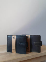 Черный мужской кошелек на кнопке Visconti HT13 - Strand (Black)