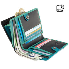 Женский сине-бирюзовый кошелек на кнопке Visconti BRC97 Rosa (Blue)