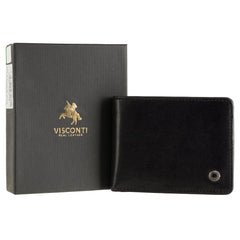 Черный мужской кошелек из гладкой кожи Visconti ENZ78 Girard (Black)