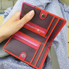 Женский красно-розовый кошелек на кнопке Visconti BRC97 Rosa (Berry)