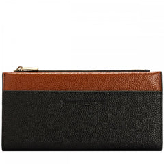 Чёрно-коричневый женский кошелек в два сложения Smith & Canova Althorp 26801 (Black/Tan) - Smith & Canova