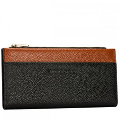 Чёрно-коричневый женский кошелек в два сложения Smith & Canova Althorp 26801 (Black/Tan) - Smith & Canova