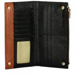 Чёрно-коричневый женский кошелек в два сложения Smith & Canova Althorp 26801 (Black/Tan) - Smith & Canova