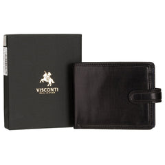 Черно-синий мужской кошелек на застежке Visconti TR35 Atlantis (Black/Blue)