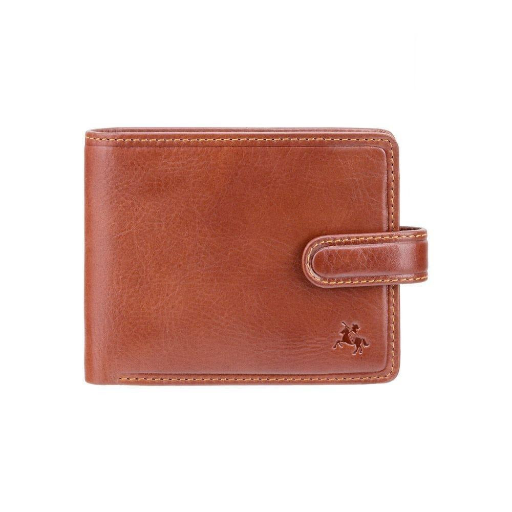 Коньячний чоловічий гаманець на кнопці Visconti TSC47 Riccardo (Tan) із RFID