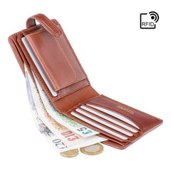 Коньячний чоловічий гаманець на кнопці Visconti TSC47 Riccardo (Tan) із RFID