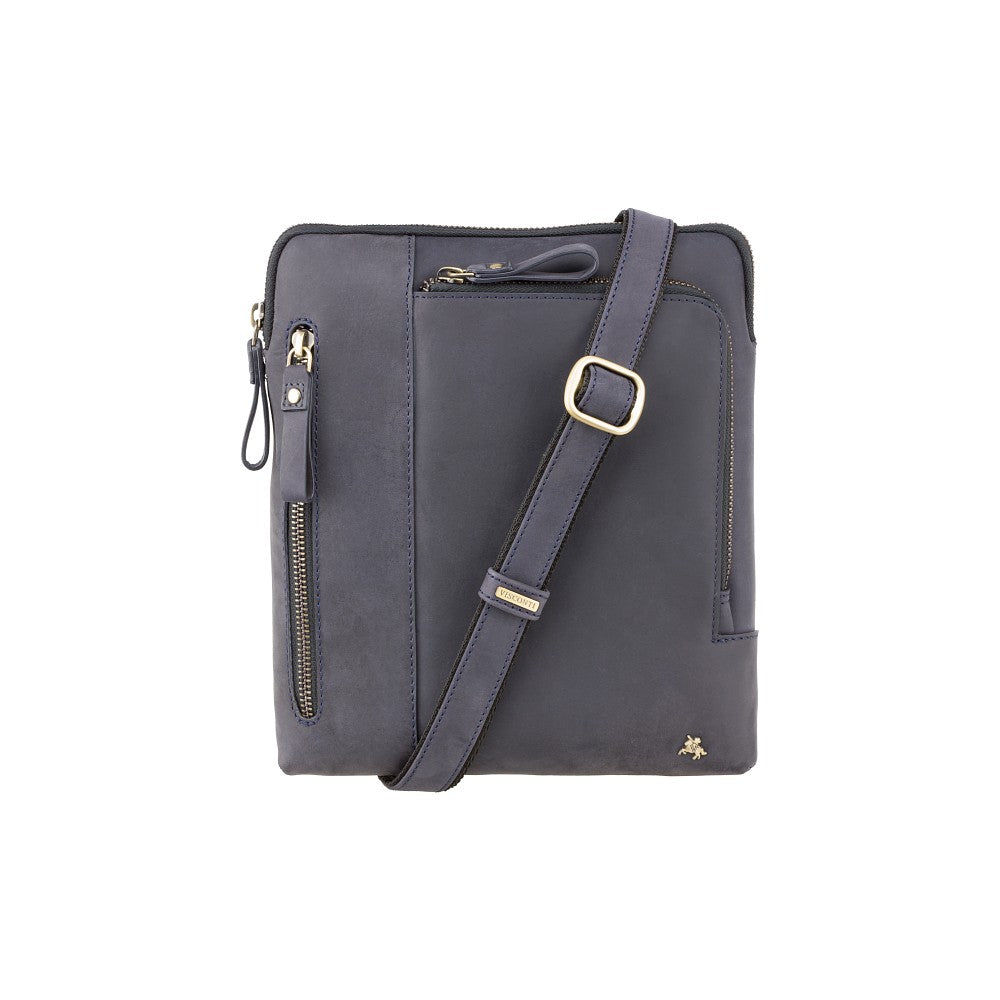 Синяя небольшая мужская сумка на плечо Visconti 15056 - Roy (Oil Blue) -  Visconti