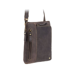 Небольшая мужская сумка на плечо Visconti 15056 Roy (Oil Brown) - темно-коричневая -  Visconti