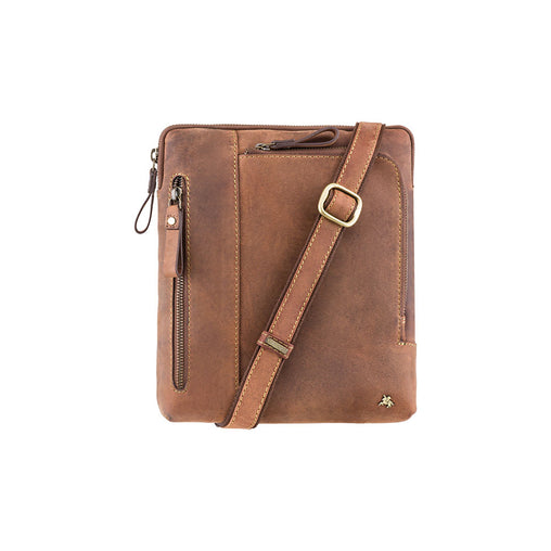 Небольшая мужская сумка на плечо Visconti 15056 Roy (Oil Tan) - светло-коричневая -  Visconti