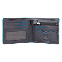 Черный мужской кошелек с синей каймой ALP85 Ozwald (Black) с защитой RFID - Visconti