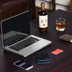 Черный мужской кошелек в три сложения с синей каймой Visconti ALP87 Ralph (Black) - Visconti