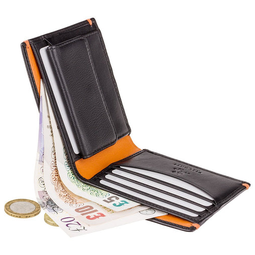 Классический черный мужской кошелек с монетницей Visconti AP62 Montreux (Black/Orange) -  Visconti