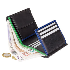 Мужской кошелек с зелено-синим декором Visconti BD22 Dr. No (Black/Green) - Visconti