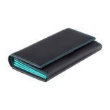 Женский черно-бирюзовый кошелек на кнопке Visconti CD21 - Topaz (black/aqua)