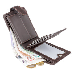 Коричневый мужской кошелек на кнопке Visconti HT10 - Knightsbridge (Brown) -  Visconti