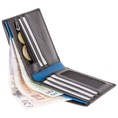 Черно-синий мужской кошелек Visconti PM101 Pablo (black/cobalt) - Visconti