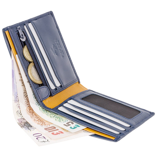 Сине-горчичный мужской кошелек Visconti PM101 Pablo (blue/mustard) -  Visconti