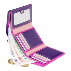 Компактный женский кошелек в три сложения RB39 Biola (Berry/Multi), розовый -  Visconti