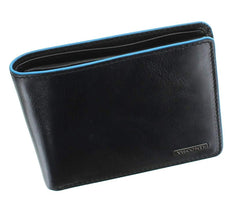 Черный мужской кошелек с синей каймой ALP85 Ozwald (Black) с защитой RFID - Visconti