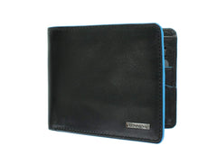 Черный мужской кошелек с синей каймой ALP85 Ozwald (Black) с защитой RFID - Visconti