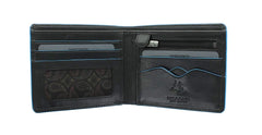 Черный мужской кошелек с синей каймой ALP85 Ozwald (Black) с защитой RFID - Visconti