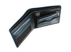Черный мужской кошелек с синей каймой ALP85 Ozwald (Black) с защитой RFID -  Visconti