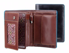 Черный мужской кошелек в три сложения с синей каймой Visconti ALP87 Ralph (Black) - Visconti