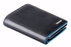 Черный мужской кошелек в три сложения с синей каймой Visconti ALP87 Ralph (Black) - Visconti