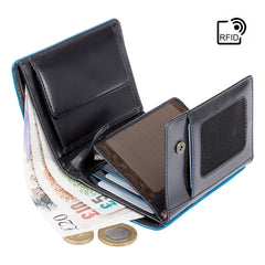 Черный мужской кошелек в три сложения с синей каймой Visconti ALP87 Ralph (Black) - Visconti