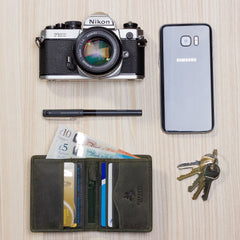 Зеленый компактный мужской кошелек 705 Arrow (Oil Green) -  Visconti