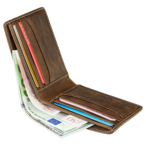 Коричневий вінтажний гаманець Visconti ART50 Aldo (Saddle Tan) Tap & Go
