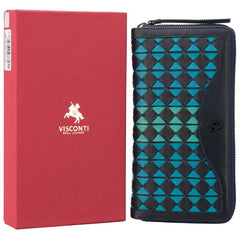 Женский черно-синий кошелек клатч на молнии Visconti BR76 BLUE/ORCHID T5 G5 R4 G5