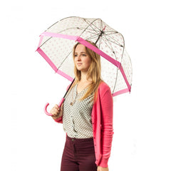 Зонт-трость женский Fulton Birdcage-2 L042 Pink Polka (Розовый горох)