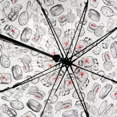 Дизайнерский женский зонт-трость прозрачный LULU GUINNESS BY FULTON L719 DRESSING TABLE (ДАМСКИЕ ШТУЧКИ)