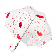 Дизайнерский женский зонт-трость прозрачный LULU GUINNESS BY FULTON L719 FUN OVER SIZED LIPS (БОЛЬШИЕ ГУБЫ)