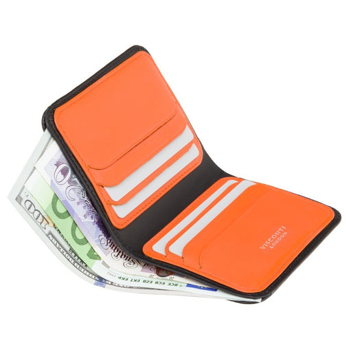 Компактний чорно-жовтогарячий чоловічий гаманець Visconti VSL34 Black/Orange