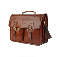 Коричневий шкіряний портфель Ashwood GARETH BRIEFCASE VT CHESTNUT
